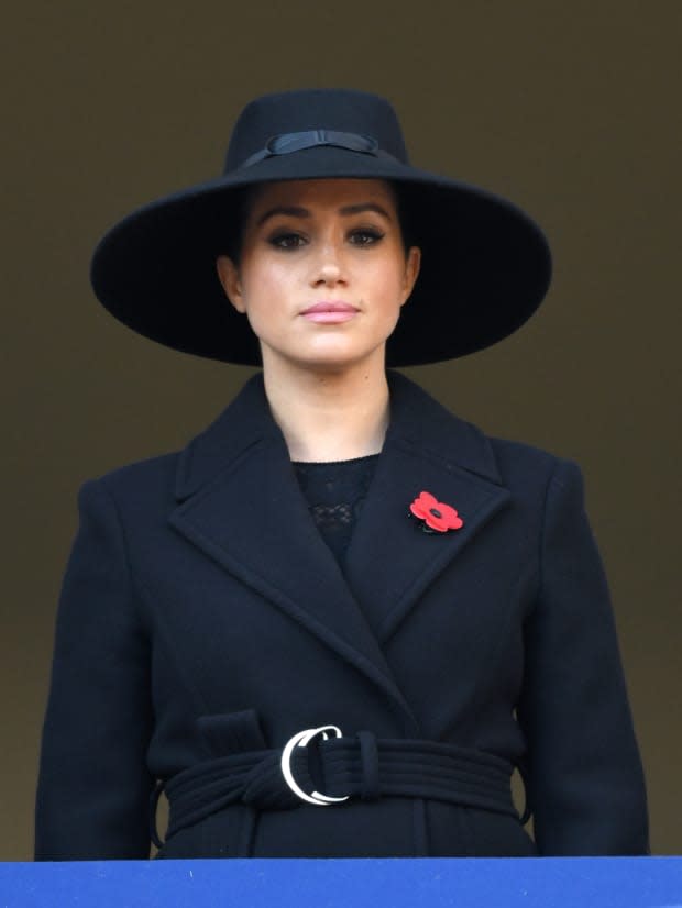 Meghan Markle, Duchess of Sussex at the annual Remembrance Sunday memorial at The Cenotaph in London, England. Photo: Karwai Tang/WireImage