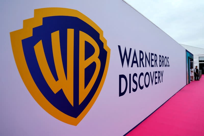 FILE PHOTO: The Warner Bros. logo is seen during the Cannes Lions International Festival of Creativity in Cannes, France, June 22, 2022.  REUTERS/Eric Gaillard/File photo