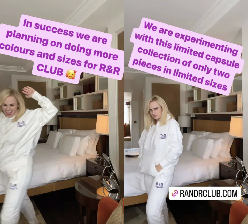 Rebel Wilson addressed the backlash to the new clothing line she shares with Ramona Agruma, R&R Club, in a few Instagram Stories. (Photos via @rebelwilson on Instagram)