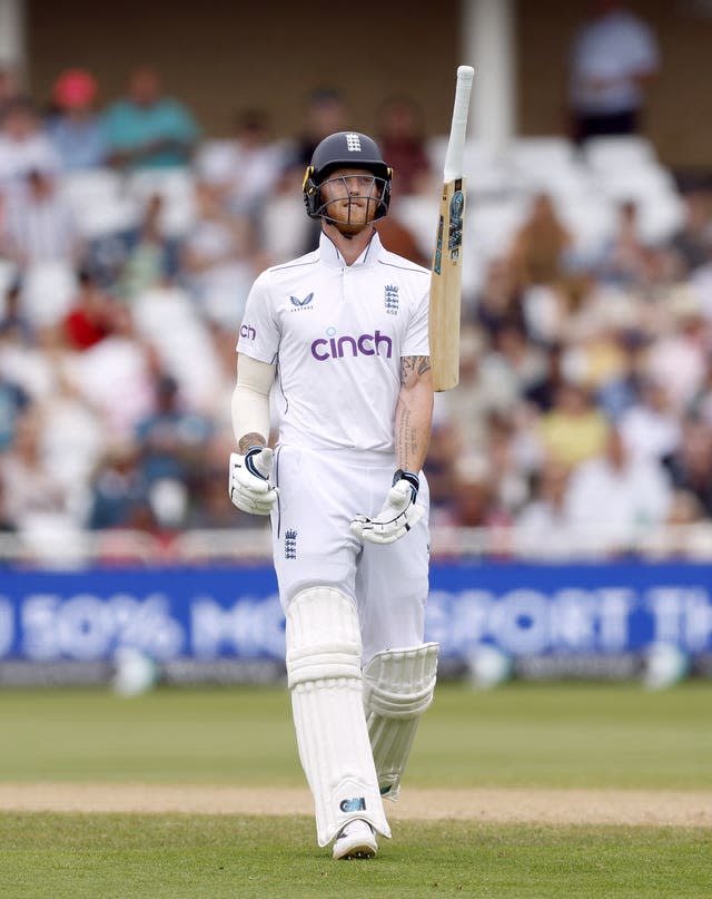 Ben Stokes tosses his bat as he walks off after being dismissed