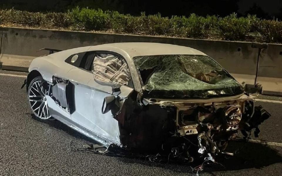 L'Audi di Mattia Orsus Brischetto distrutta dopo l'impatto