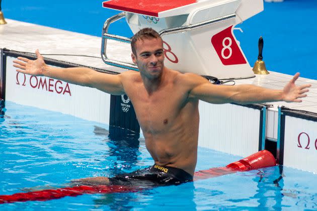 TOKYO, JAPAN - JULY 29:  Gregorio Paltrinieri of Italy celebrates his silver medal in the 800m freestyle final for men during the Swimming Finals at the Tokyo Aquatic Centre at the Tokyo 2020 Summer Olympic Games on July 29, 2021 in Tokyo, Japan. (Photo by Tim Clayton/Corbis via Getty Images) (Photo: Tim Clayton - Corbis via Getty Images)