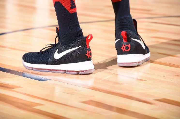 Kyrie Irving goes to extreme lengths to cover up Nike swoosh on his sneakers  at NBA All-Star Game