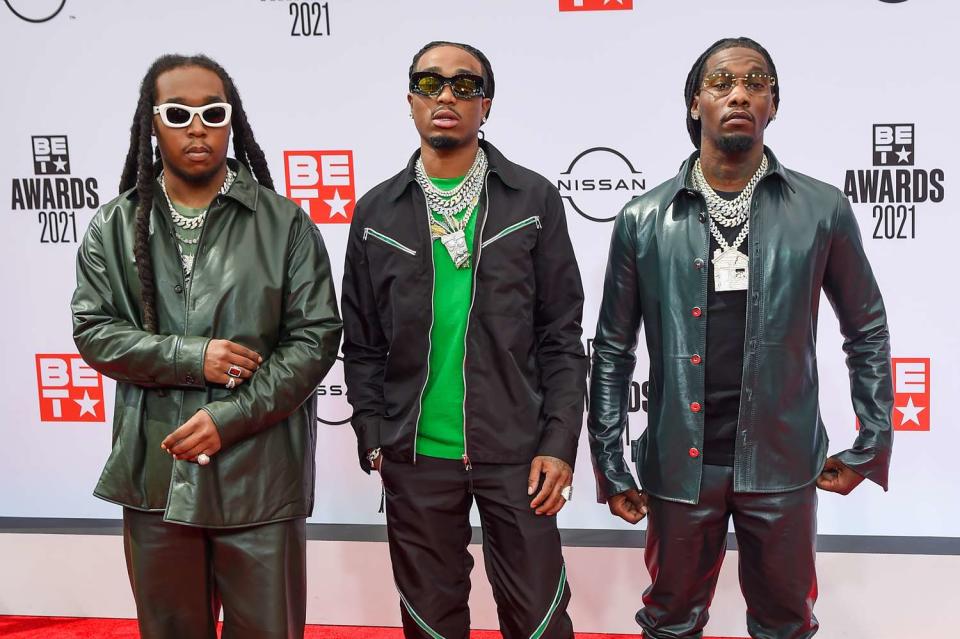 Recording Artists (L-R) Takeoff, Quavo, and Offset of Migos attend the 2021 BET Awards at the Microsoft Theater on June 27, 2021 in Los Angeles, California.