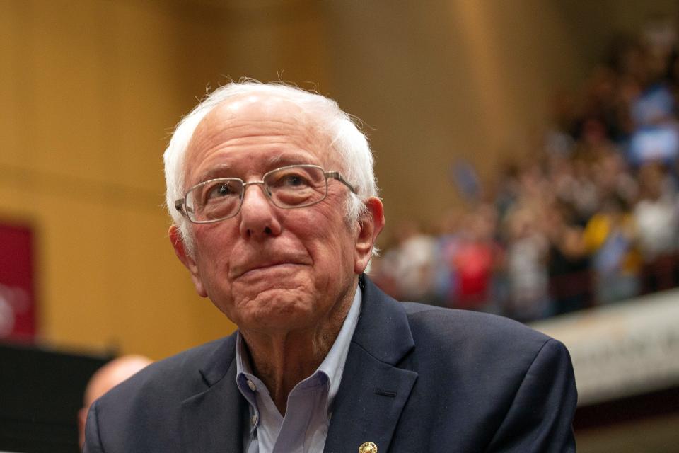 Bernie Sanders, I Vt., arrives at a campaign rally Monday, March 2, 2020, in St. Paul, Minn. (AP Photo:Andy Clayton King)