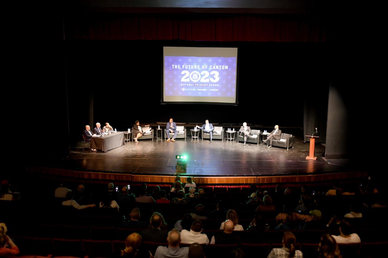 Democratic candidates for Canton mayor take part in a forum presented by Canton Regional Chamber of Commerce and the Repository at the Canton Cultural Center’s Main Stage.