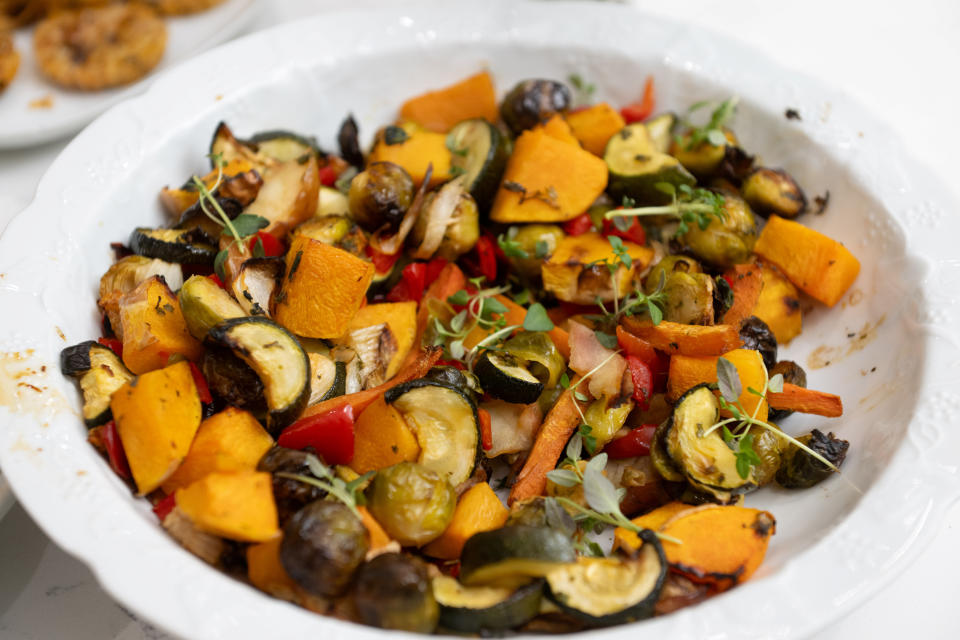 The great-grandmother is also cooking a festive vegetable medley in her air fryer. (SWNS)