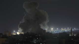 Smoke billows from the site of a reported Israeli strike in Rafah in the southern Gaza Strip, on August 6, 2022. (Photo by SAID KHATIB / AFP)