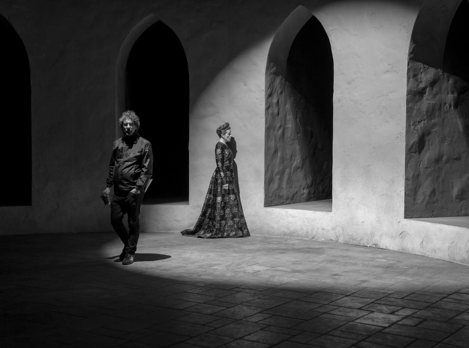 Joel Coen and Frances McDormand on the set of “The Tragedy of Macbeth” - Credit: A24/Apple+