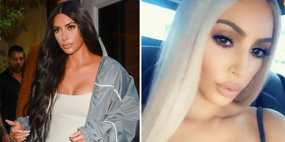 <p>In honor of her 4-year wedding anniversary, Kim dyed her hair blonde. She shared the change on Instagram Stories, saying: "I am back blonde. Kanye's favorite is blonde, so I did it for our anniversary." Awww.</p>