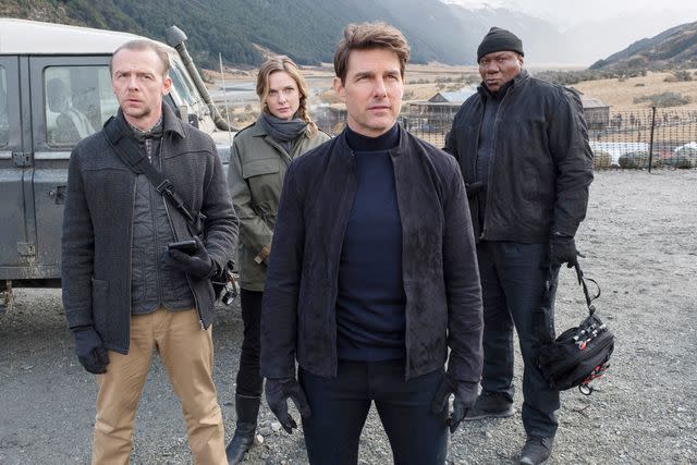 <p>David James/Paramount /Courtesy Everett Collection</p> Simon Pegg, Rebecca Ferguson, Tom Cruise, and Ving Rhames in 'Mission: Impossible — Fallout'