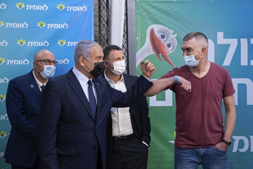 Israeli Prime Minister Benjamin Netanyahu at vaccination center