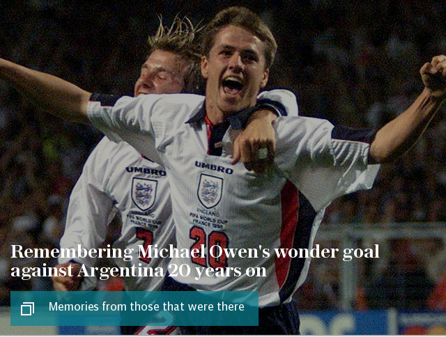 Remembering Michael Owen's wonder goal against Argentina 20 years on