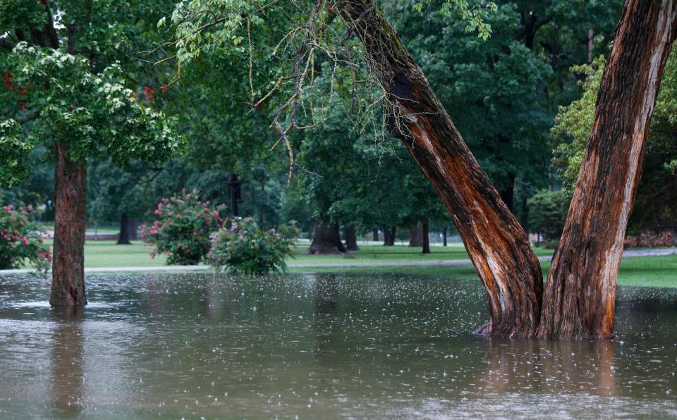 Flash flooding temporarily overtook parts of Phelps Grove Park on Monday, Aug. 29, 2022. 