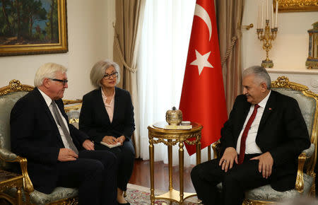 Turkish Prime Minister Binali Yildirim meets with German Foreign Minister Frank-Walter Steinmeier in Ankara, Turkey November 15, 2016. Hakan Goktepe/Prime Minister's Press Office/Handout via REUTERS