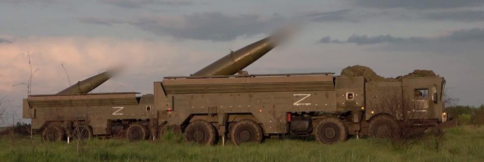 Russia's missile forces holding a tactical nuclear weapons drill in the southern military district of the country