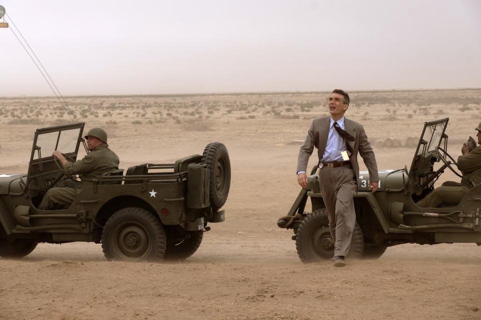 This image released by Universal Pictures shows Cillian Murphy as J. Robert Oppenheimer in a scene from "Oppenheimer." (Melinda Sue Gordon/Universal Pictures via AP)