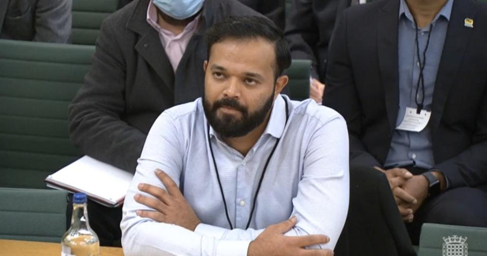 Azeem Rafiq spoke to MPs on the DCMS committee on Tuesday (House of Commons/PA Media) (PA Media)