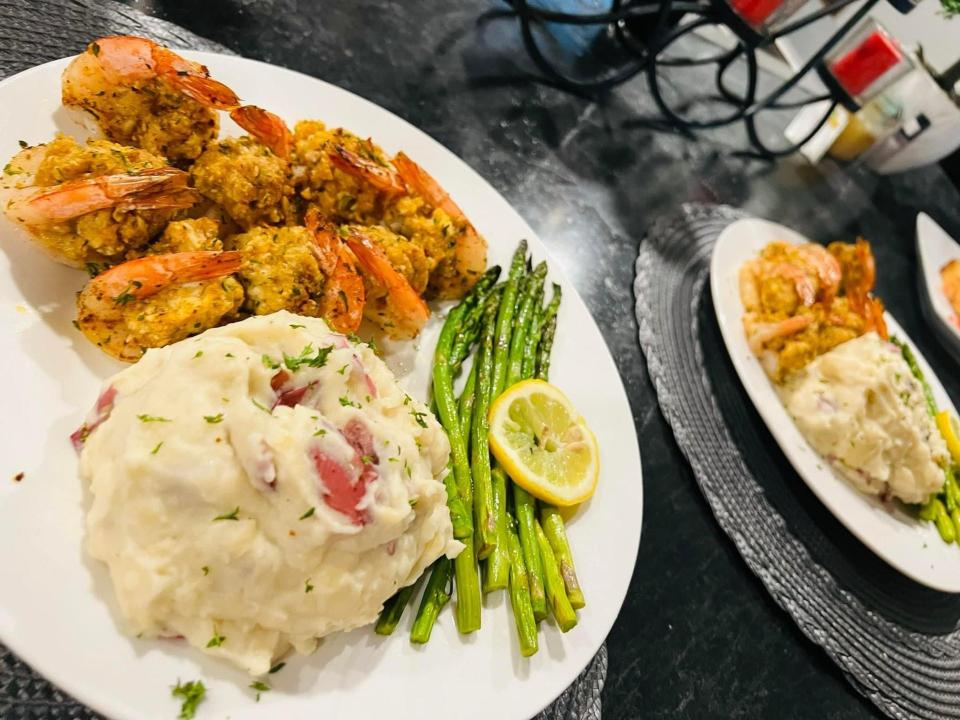 A seafood dinner prepared by Felisha Williams-Nicholson, owner of the FE-Nomenal Cooking Experience located in Tallahassee.