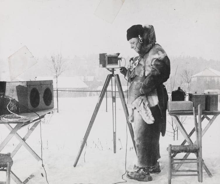 A scientist in the snow