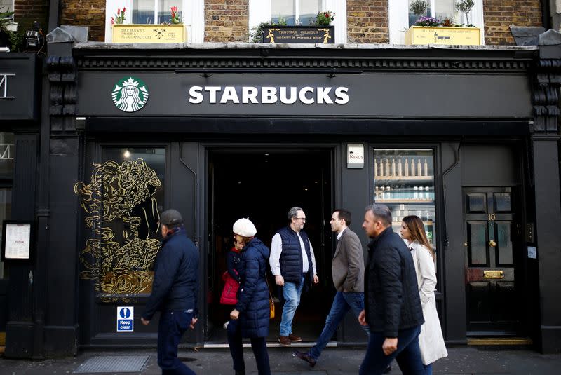 General view of a Starbucks coffee shop in London