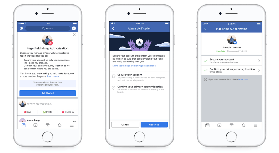 Facebook is introducing a new verification process intended to ensure those