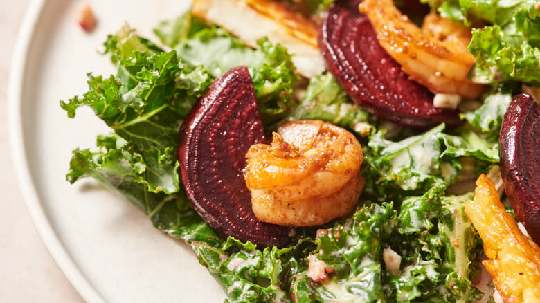 shrimp and beet on plate