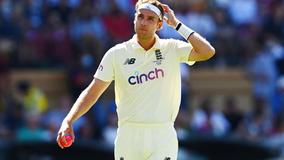 Stuart Broad troubled the Australian top order to start the second Ashes test, after sitting out the first contest in Brisbane. (Photo by Quinn Rooney/Getty Images)