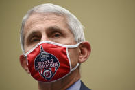 Dr. Anthony Fauci, director of the National Institute for Allergy and Infectious Diseases, arrives to a House Select Subcommittee hearing on the Coronavirus, Friday, July 31, 2020 on Capitol Hill in Washington. (Erin Scott/Pool via AP)