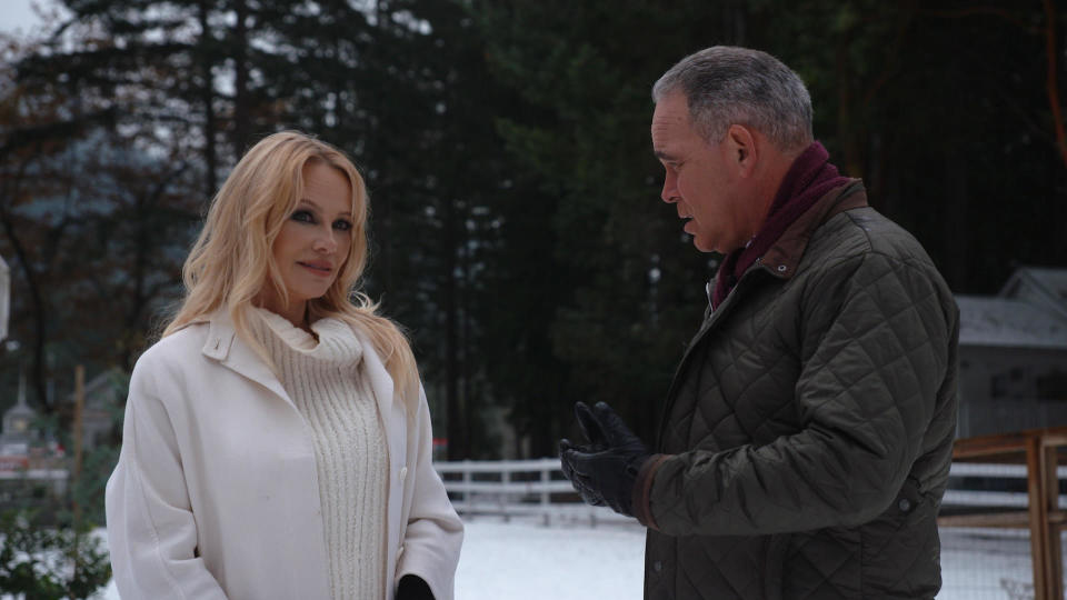 Pamela Anderson with correspondent Jim Axelrod.  / Credit: CBS News