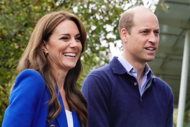 <p>Aaron Chown/PA Images via Getty Images</p> Kate Middleton and Prince William visit a mental fitness workshop run by SportsAid on Oct. 12, 2023