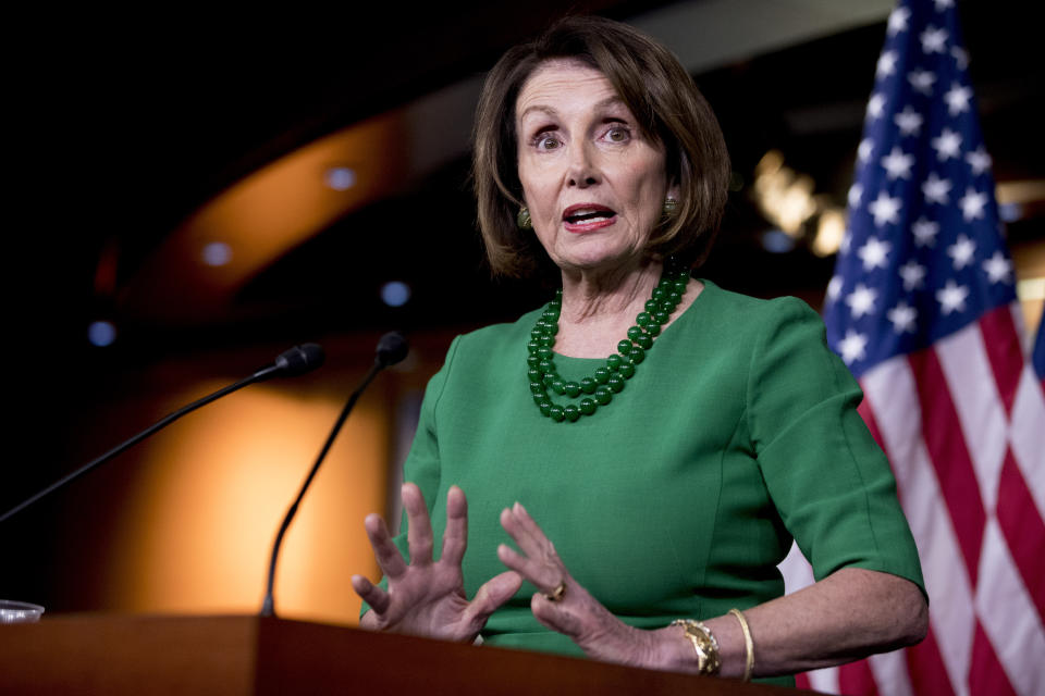 House Speaker Nancy Pelosi of Calif., speaks at a news conference on the House impeachment inquiry into President Donald Trump on Capitol Hill in Washington, Tuesday, Oct. 15, 2019. (AP Photo/Andrew Harnik)