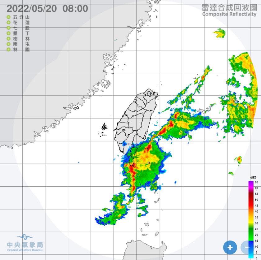 雷達合成回波圖。（圖／中央氣象局）