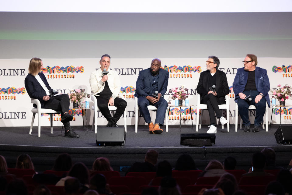 (L-R) Peter White, Sebastian Maniscalco, Omar Dorsey, Chuck Lorre and Nick Bakay