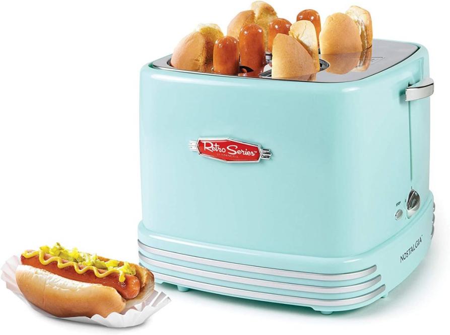 Nostalgia 2 Slot Hot Dog and Bun Toaster with Mini Tongs, Hot Dog