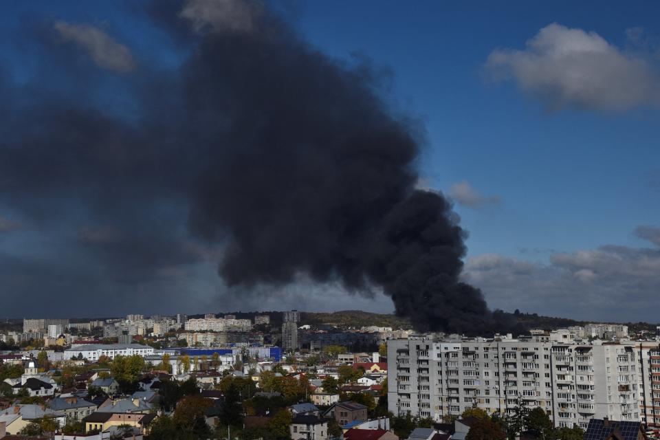 Smoke rises over Lviv after Russian missile strikes (Reuters)