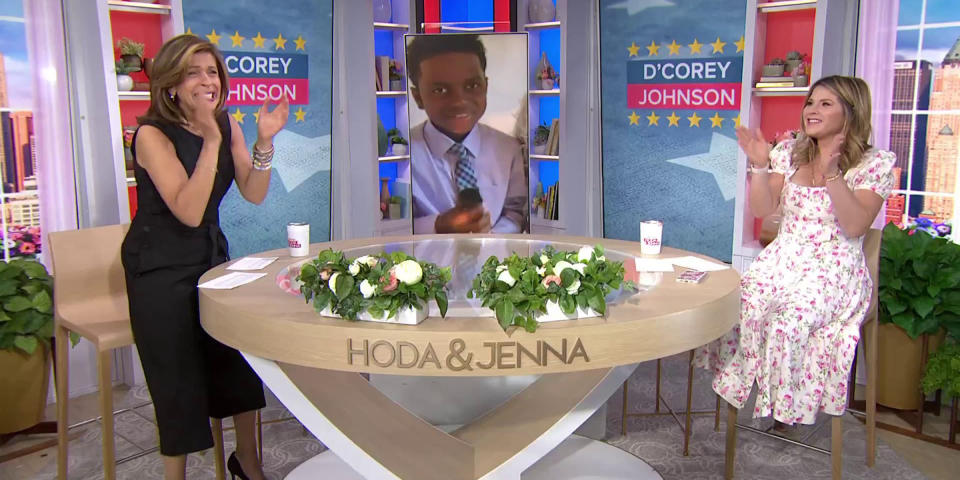 Viral singing sensation DCorey Johnson delivered an impromptu performance of the national anthem on TODAY with Hoda & Jenna that left the hosts cheering for the 9-year-old.