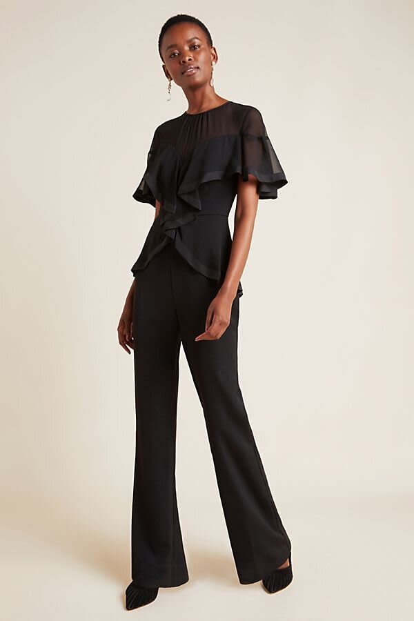 The sheer neckline on this jumpsuit will have you looking oh-so-stylish.&nbsp;<strong><a href="https://fave.co/2DZfCy1" target="_blank" rel="noopener noreferrer">Get it for $180 at Anthropologie</a></strong>.