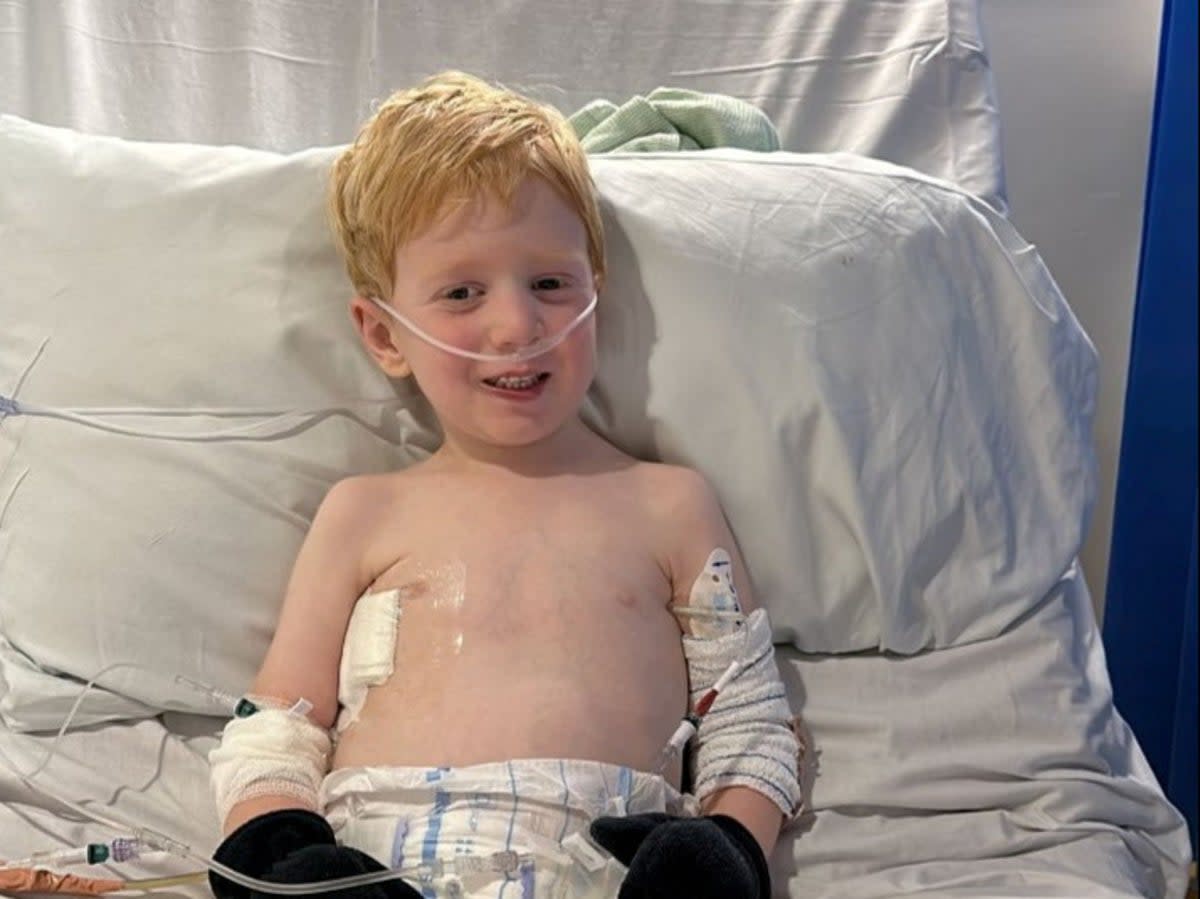 Reuben Damant in hospital (The Sick Children's Trust / SWNS)