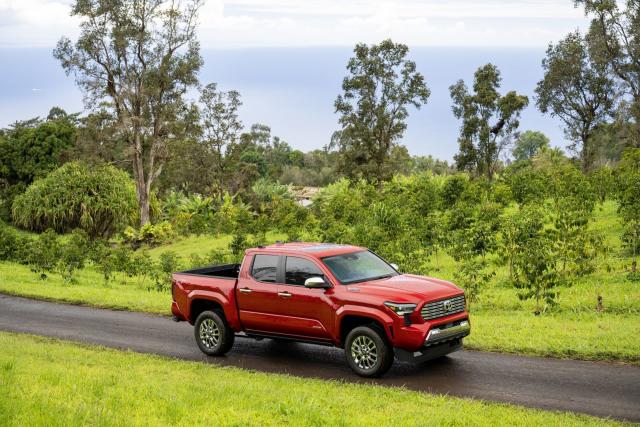 collection of 2024 toyota tacoma press images highlights trd sport, limited, and trd prerunner trim levels