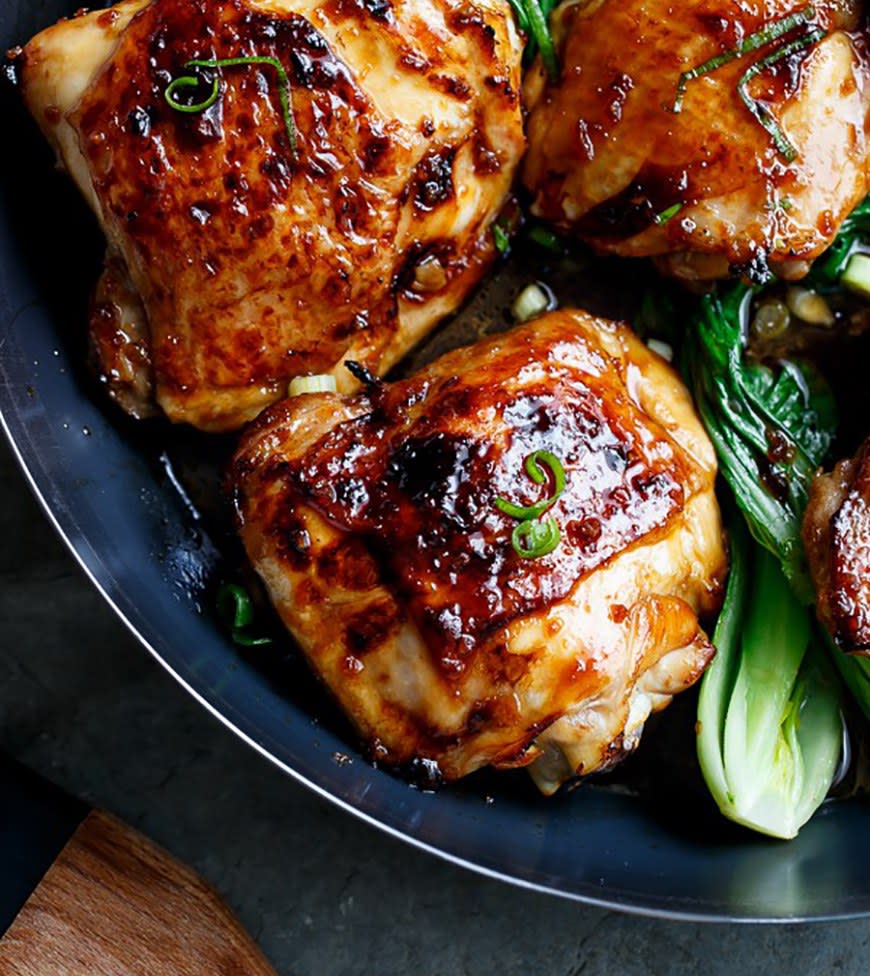 Roasted Asian Glazed Chicken Thighs from Cafe Delites