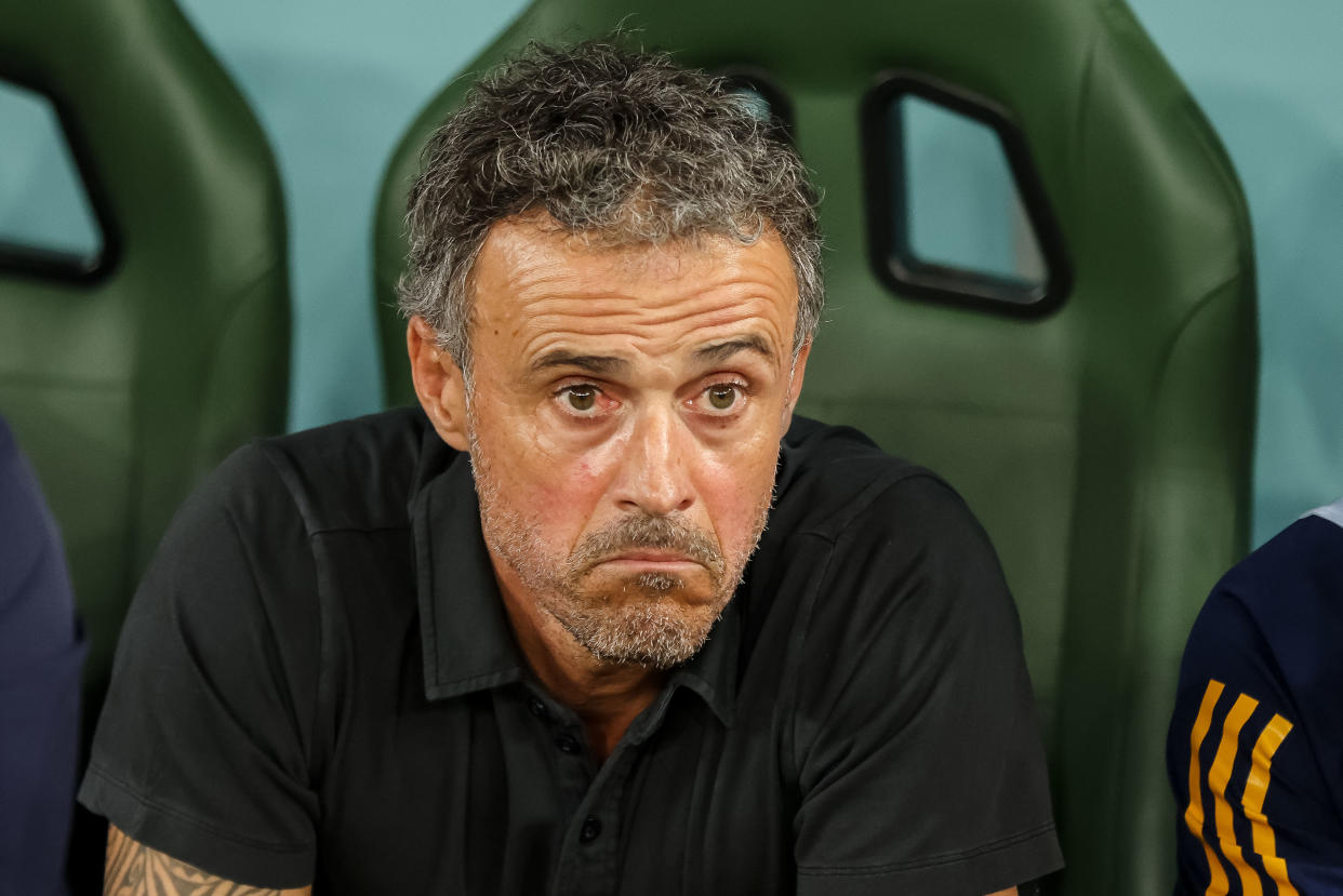 Luis Enrique tras la eliminación de España a costa de Marruecos en Qatar 2022. (Tnani Badreddine/DeFodi Images via Getty Images)