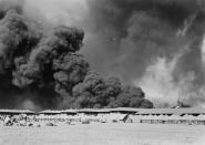 <p>U.S. Marines await the possible return of Japanese aircraft on the parade ground at the Pearl Harbor Marine Barracks on Dec. 7, 1941. (U.S. Naval History and Heritage Command/Handout via Reuters) </p>