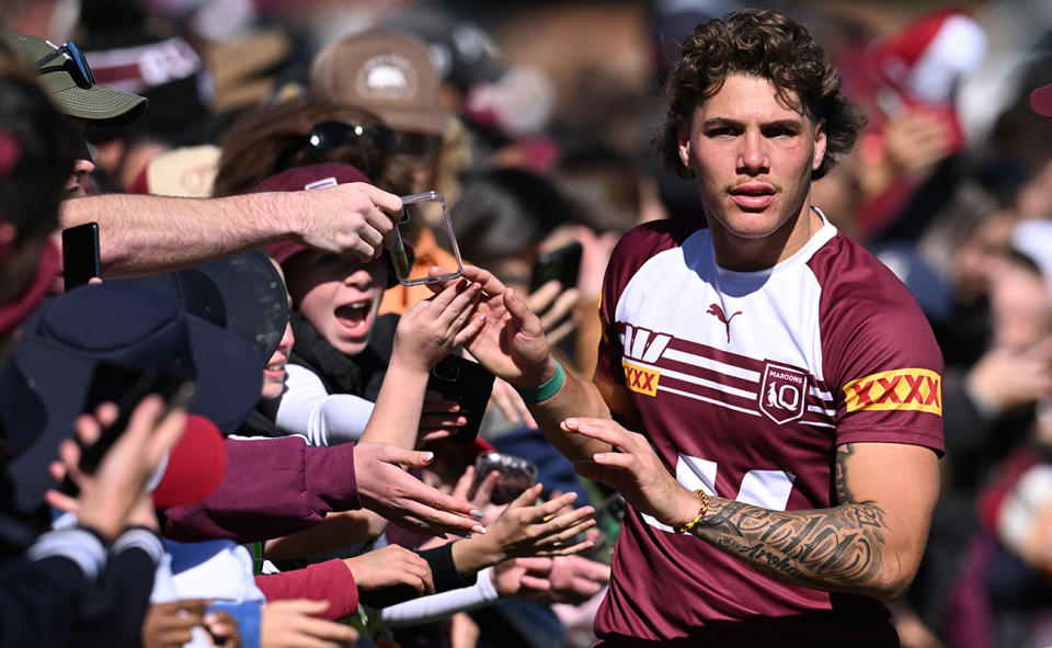 Reece Walsh, pictured here at a Queensland training session at Toowoomba Sports Ground.