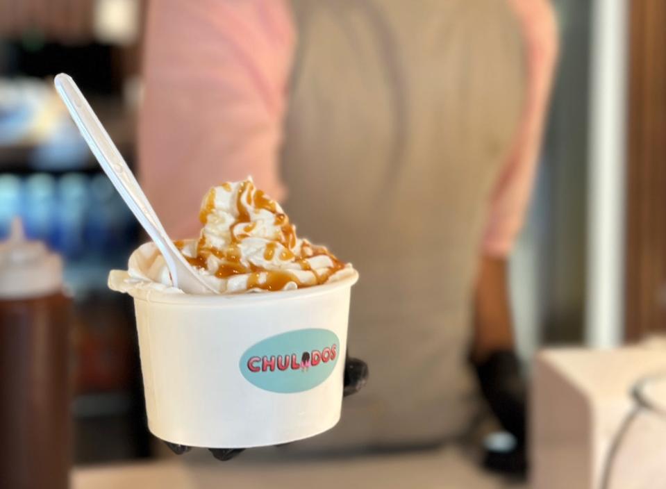 The new Chulados Mexican ice cream shop offers affogatos, topping scoops of ice cream with hot expresso and whipped cream.