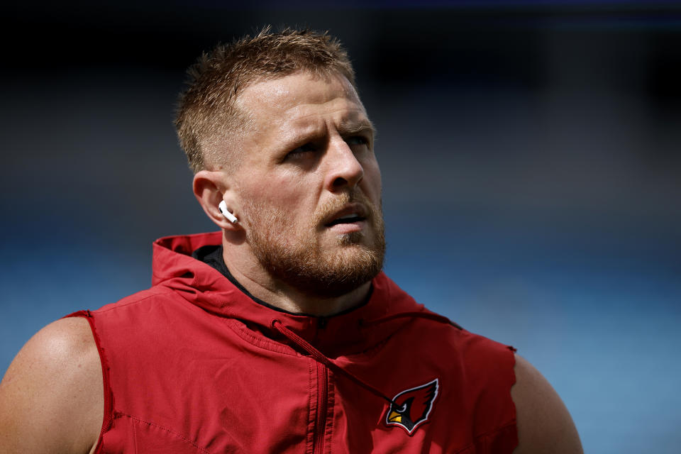 JJ Watt, pictured here before the Arizona Cardinals' clash with the Carolina Panthers.