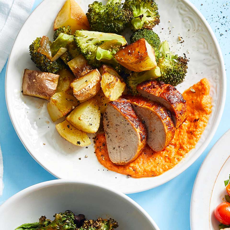 Paprika Baked Pork Tenderloin with Potatoes & Broccoli