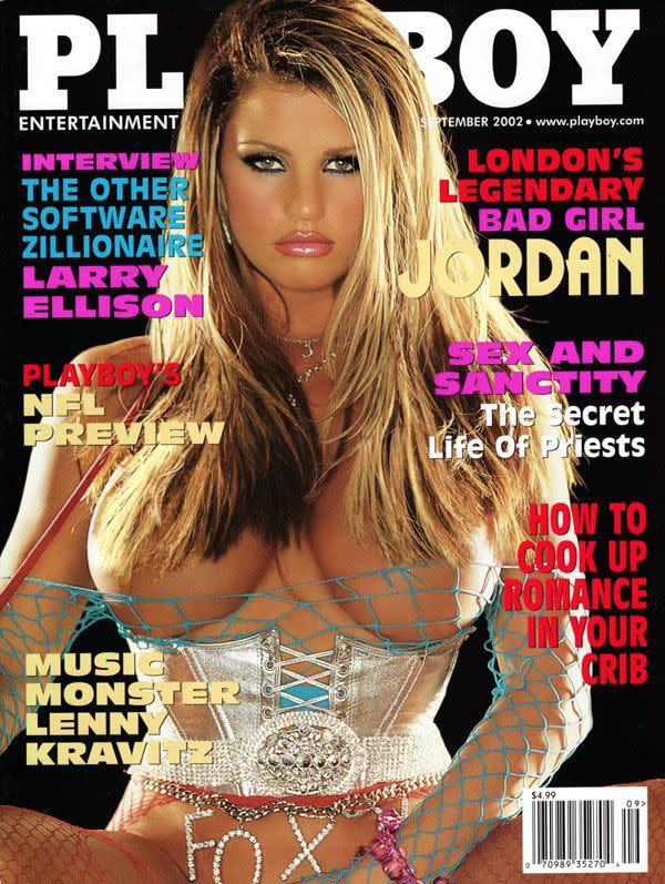 <p>Als Katie Price noch als Jordan bekannt war, tauchten das Model und ihre üppigen Vorzüge mit der Überschrift „Londons legendäres böses Mädchen“ auf dem Titelblatt auf. <br><em>[Bild: Playboy]</em> </p>