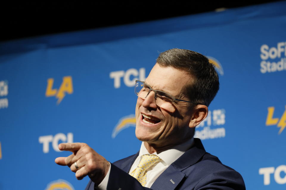 Will Jim Harbaugh spark an immediate turnaround for the Chargers?  (Allen J. Schaben/Los Angeles Times via Getty Images)