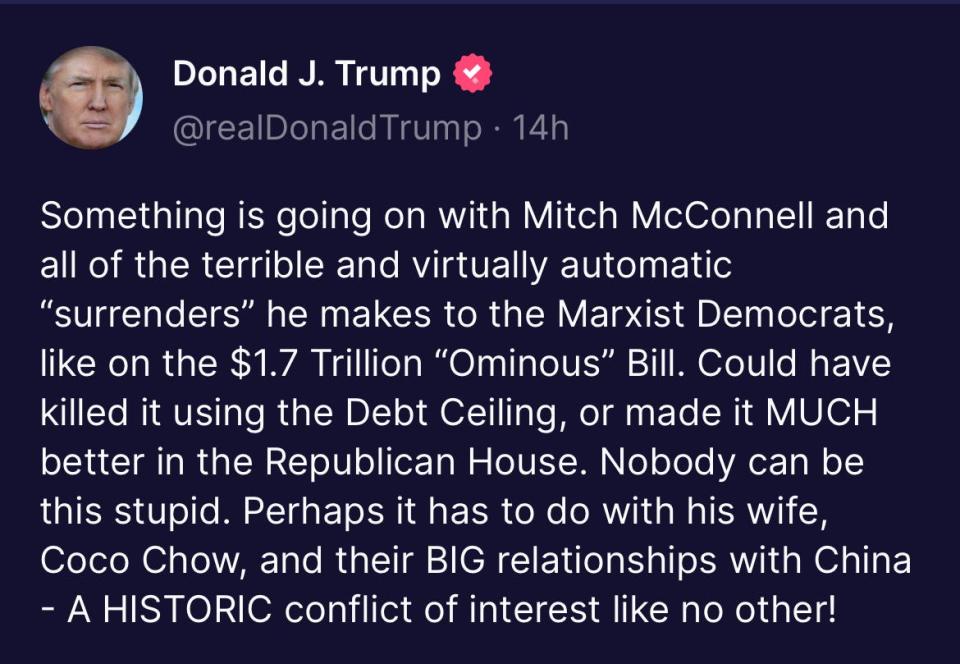 Former President Donald Trump used a racist nickname again for former U.S. Transportation Secretary Elaine Chao in an online post on Dec. 28, 2022. Chao worked for him until she resigned from his cabinet after the Jan. 6, 2021 insurrection at the U.S. Capitol.